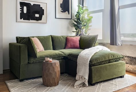 Kova Sofa, Pink Velvet Couch, Albany Park, Green Couch, Modern Couch, Comfy Couch, Inspire Me Home Decor, Ottoman Sofa, Modular Sectional Sofa