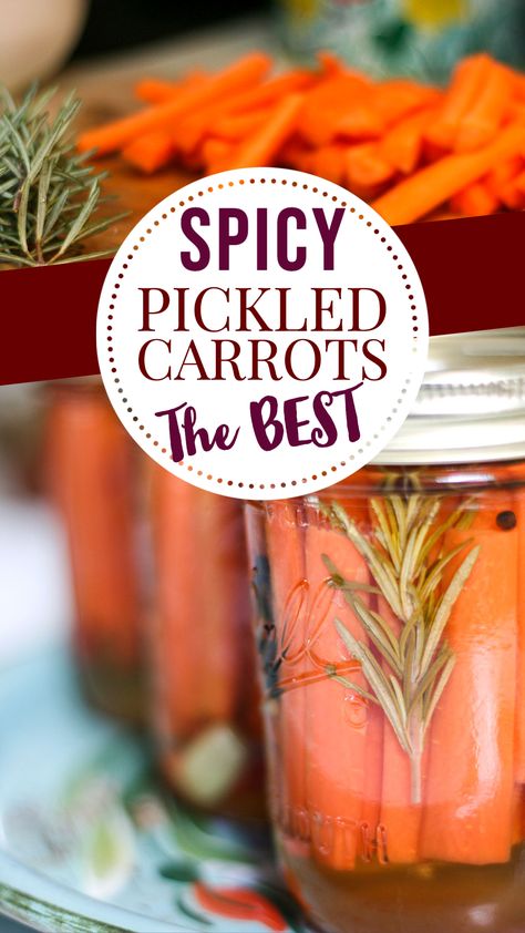 Spicy Pickled Carrots Recipe, Pickled Veggies Recipe, Spicy Pickled Carrots, Pickled Carrots Recipe, Refrigerator Pickle Recipes, Easy Pickling Recipes, Pickled Vegetables Recipe, Spicy Carrots, Spicy Pickles