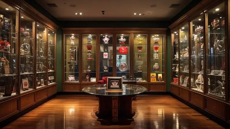 Special Mention: The Trophy Room and Its Design Significance Awards Room Display, Modern Trophy Room, Trophy Shelves, Award Shelves, Trophy Cabinets, Medal Display Case, Trophy Display Case, Wood Trophies, Wall Display Case