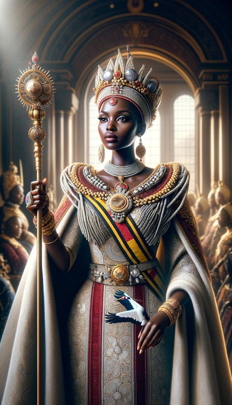 African Queens History, Queen Nubia Cosplay, African Gods And Goddesses, Futuristic Royalty, Queen Ifrica, African Deities, Black Empress, Royal Costumes, Royalty Clothing