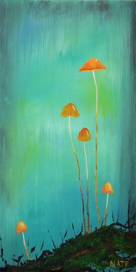 Trippy Art Painting, Mushroom Inspiration, Blue Pallet, Shroom Art, Mushroom Painting, Forest Mushrooms, Mushroom Paint, Mushroom Drawing, Mushroom Art