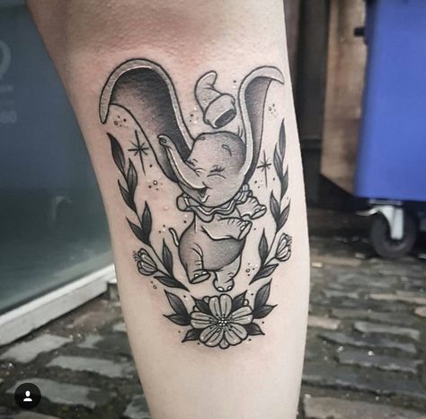 Small Dumbo Tattoo, Cute Dumbo Tattoo, Dumbo And Mom Tattoo, Heather Tattoos, Disney Dumbo Tattoo, Dumbo Tattoo, Piston Tattoo, Grandma Tattoo, Citation Silence