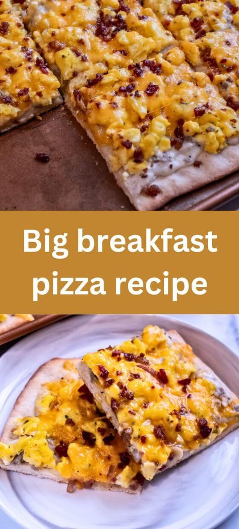 Big breakfast pizza recipe - Yummy and fully Country Sausage Gravy, Country Sausage, Pizza For Breakfast, Breakfast Pizza Recipe, Breakfast Crescent Rolls, Breakfast Ingredients, Romantic Meals, Big Breakfast, Homemade Breakfast