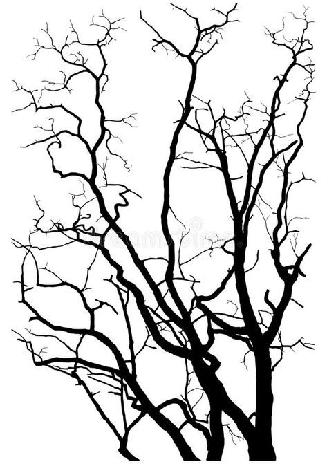 Spooky Branches, Tree Branch Tattoo, Tree Drawings, Branch Drawing, Tree Stencil, Silhouette Tattoos, Bare Tree, Silhouette Stencil, Tree Silhouette