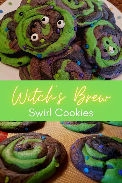 Witches Brew Cookies, Melted Witch Cookies, Witch Desserts, Witch Cookies, Halloween Chocolate Chip Cookies, Easy Homemade Granola Bars, Candy Corn Recipe, Easy Granola Bars, Purple Cookies