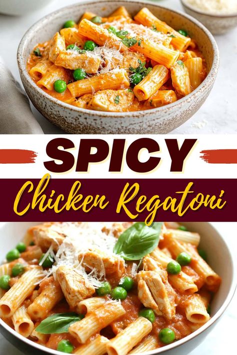 This copycat recipe for Buca di Beppo's spicy chicken rigatoni is just to die for! With tender pasta and a luscious, creamy sauce, it's heaven on a plate. Spicy Chicken Rigatoni, Chicken Rigatoni, Spicy Chicken Pasta, Easy Pasta Dinner Recipes, Easy Pasta Dinner, Veggie Pasta, Pasta Dinners, Pasta Dinner Recipes, Dinner Recipes Crockpot