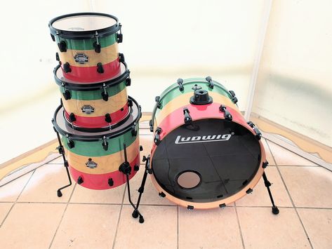 Custom Reggae Drum Wrap Drum Wrap, Recording Studio Setup, Grain Effect, Studio Setup, Drum Kits, Recording Studio, A Wood, Wood Grain, Drums