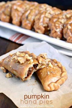 These Pumpkin Hand Pies are the perfect fall treat! The flaky crust and nutty pumpkin pie filling are the perfect combo in a hand pie, plus they’ve got a wonderful maple walnut glaze! Pumpkin Hand Pies, Canned Pumpkin Recipes, Hand Pie Recipes, Savory Pumpkin Recipes, Shugary Sweets, Hand Pie, Pop Tart, Maple Walnut, Pumpkin Pie Filling