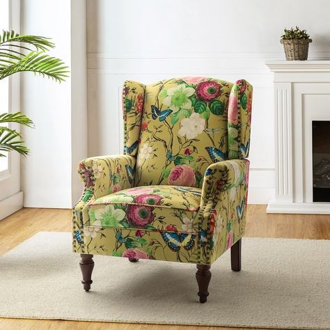 Gott Transitional Wingback Accent Chair Armchair with Spindle Legs for Living Room Bedroom by HULALA HOME - On Sale - Bed Bath & Beyond - 37919532 Club Bedroom, Wingback Accent Chair, Accent Chairs & Armchairs, Accent Chair Set, Wingback Armchair, Building House, Room Ambiance, Transitional House, Fabric Armchairs