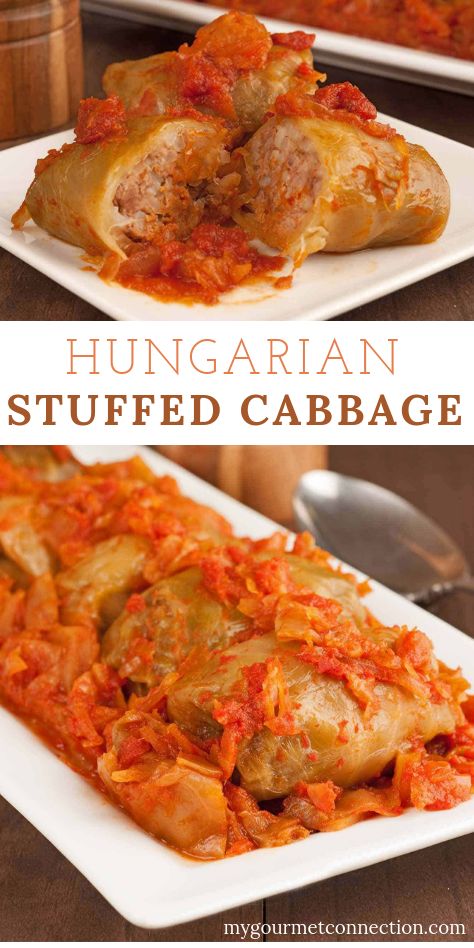 This family recipe for Hungarian Stuffed Cabbage Rolls is just what you want in a cabbage roll - authentic, flavorful and it makes for even better leftovers! #cabbagerolls #hungarian #hungariancooking #cabbage #dinner #recipe #mygourmetconnection Hungarian Stuffed Cabbage Rolls, Hungarian Stuffed Cabbage, Hungarian Mushroom, Slovak Recipes, Stuffed Cabbage Rolls, Eastern European Recipes, Hungarian Cuisine, Cabbage Roll, Cabbage Rolls Recipe