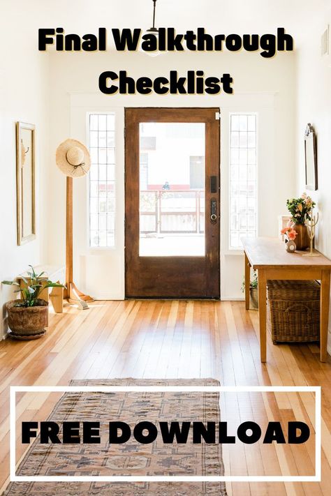 Before Closing on your home, you need to a final walkthrough. Here is a Final Walkthrough Checklist to ensure the home is in the same shape and condition as when you first saw it. See the link below for a FREE download #finalwalkthroughchecklist #kimdevlinteam #closingday #finalwalkthrough #buyertips Closing Day, Real Estate Advice, Free Download