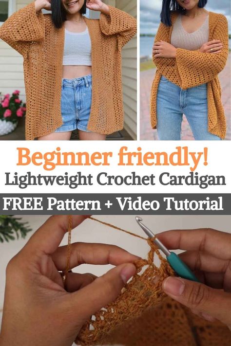 Crochet Cardigan Free Pattern, Cardigan For Summer, Free Crochet Cardigan, Cardigan Free Pattern, Crochet Cardigan Free, Crochet Cardigans, Fluffy Sweater, Lace Cardigan, Crochet Tank