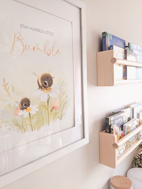 Adorable Baby Girl Nursery Reveal - Peaches & Hedgehogs - Honey + Juniper Bumble Bee Nursery, Honey Bee Nursery, Bee Nursery, Happy Room, Girl Nursery Themes, Pastel Nursery, Baby Nursery Themes, Yellow Nursery