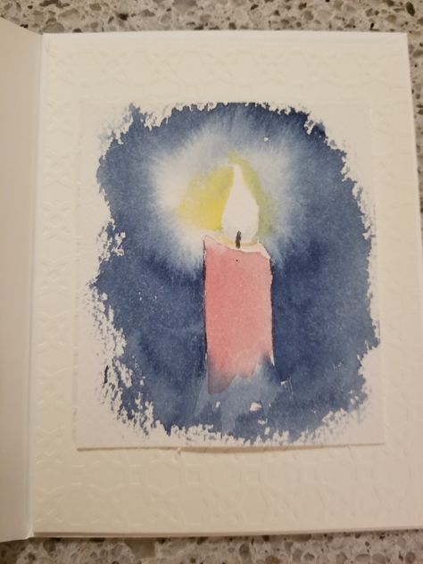 Watercolor Candles Painting, Christmas Cards With Candles, Christmas Candles Watercolor, Nativity Watercolor, Candles Watercolor, Watercolor Christmas Cards Candles, Watercolor Candle, Candle Watercolor, Watercolor Candles