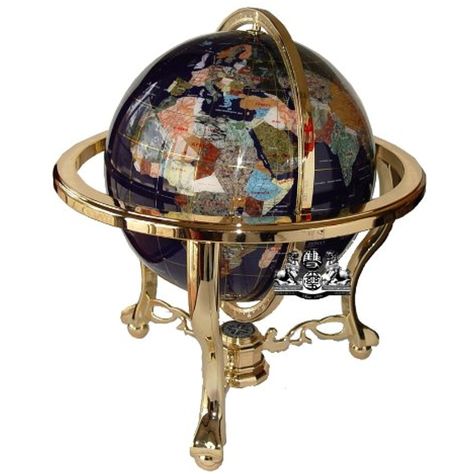 Unique Art 21-Inch Tall Blue Lapis Ocean Table Top Gemstone World Globe with Gold Tripod -- You can get additional details at the image link. (This is an affiliate link) #LearningEducation Ocean Table, Gold Office, Brass Legs, World Globes, Earth Globe, Globe Decor, Map Globe, World Globe, Gold Legs