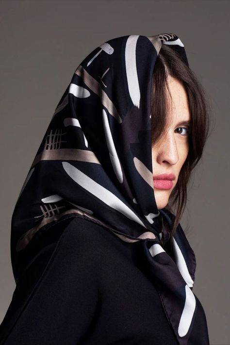 Sophisticated Black, White, & Taupe Square Silk Twill Scarf by Dikla Levsky - Italian Elegance Luxury Scarf, Italian Elegance, Silk Twill Scarf, Luxury Scarves, Black Luxury, Printed Silk Scarf, Art To Wear, How To Wear Scarves, Fashion Pieces