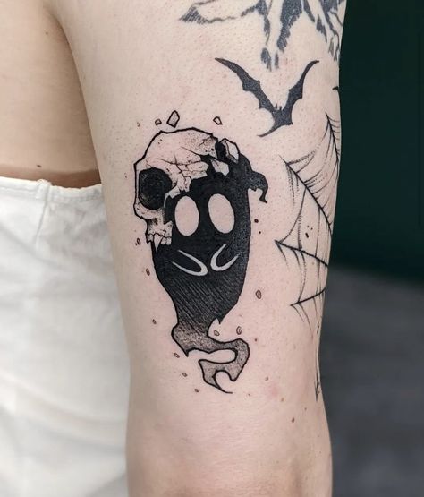 Exmormon Tattoo, Ghost Skull Tattoo, Today Tattoo, Horror Tattoos, Easy Tattoo, Taboo Tattoo, Petit Tattoo, Ghost Skull, Bottle Tattoo