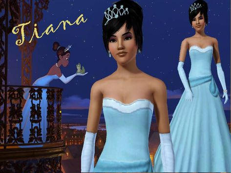 SandraR's Tiana Tiana Sims 4 Cc, Tiana Blue Dress, Sims 3cc, Tiana Dress, Sims 4 Dresses, Sims 4 Cc, The Sims Resource, Sims Resource, Sims 3