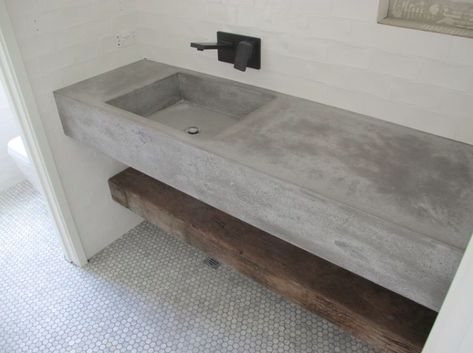 Concrete Bench Top, Concrete Studio, Concrete Vanity, Concrete Bathroom, Concrete Bench, Concrete Sink, Concrete Kitchen, Kitchen Benches, Sink Design