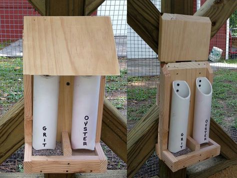 Grit and oyster dispenser Maria Campbell, Chicken Pen, Chicken Feeders, Coops Diy, Chicken Feeder, Chicken Coop Designs, Chicken Chick, Building A Chicken Coop, Keeping Chickens