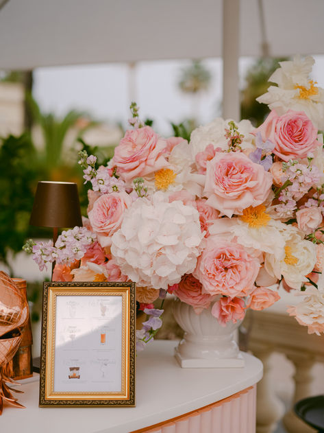 Pink flower arrangement on the bar.White marble vase was used as a part of the decoration to create the soft style and vibe of the event.
Pink roses, pink peonies, white hortensia, urple delphinium, small garden rose and poppies where a part of this arrangement. Bar Flower Arrangement, White Hortensia, Bar Arrangement, Pink Flower Arrangement, Aesthetic Shots, Peonies White, Pink Flower Arrangements, Marble Vase, Roses Pink