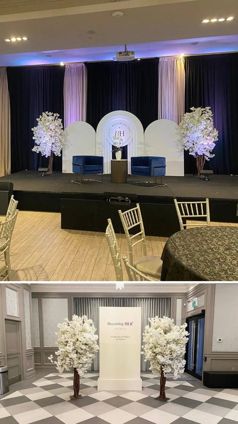 C's Chic Corporate Event At Parkview Manor • VintageBash Alumni Meet Decoration, Conference Decorations Events, Corporate Event Backdrop Design, Corporate Backdrop, Corporate Party Decorations, Conference Decor, Holiday Centerpieces Christmas, Sparkler Sign, Corporate Events Decoration