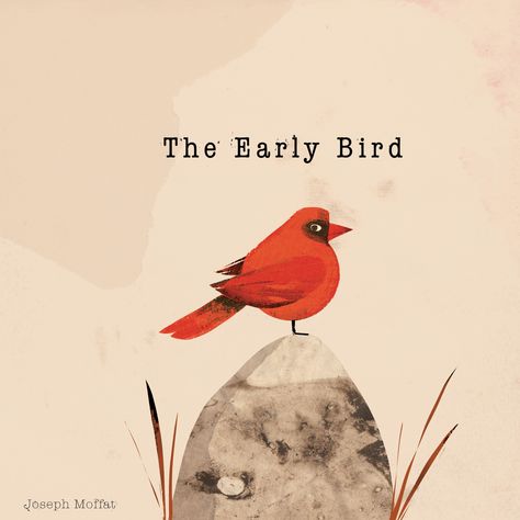 The Early Bird gets the worm. A Children’s book illustration by Joseph Moffat. Early Bird Gets The Worm, Cardinal Birds, Early Bird, Bird Illustration, Illustration Inspiration, Editorial Illustration, Children Illustration, Children’s Books, Book Illustration