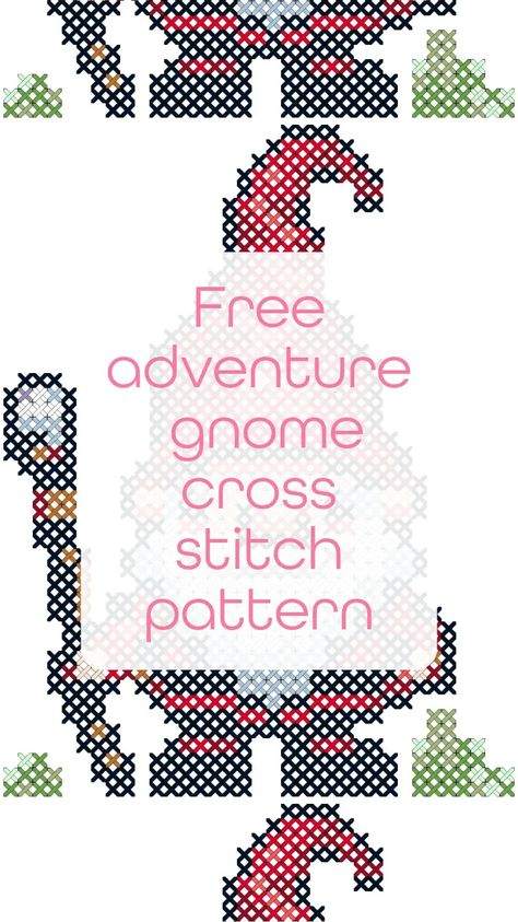 Gnome Cross Stitch Pattern Free, Cross Stitch Patterns Free Printable Charts, Cross Stitch Free, Gnome Cross Stitch, Unique Cross Stitch, Cross Stitch Tutorial, Custom Cross, Cross Stitch Supplies, Gnome Patterns