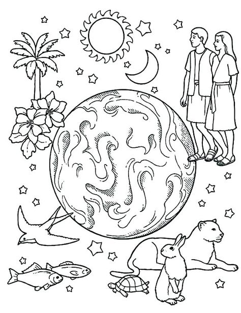 Creation Coloring Pages - Best Coloring Pages For Kids Creation Drawing, Earth Coloring Pages, Genesis Creation, Creation Coloring Pages, Lds Coloring Pages, Sunday School Coloring Pages, Valentines Day Coloring Page, Birthday Coloring Pages, Coloring Pages Inspirational