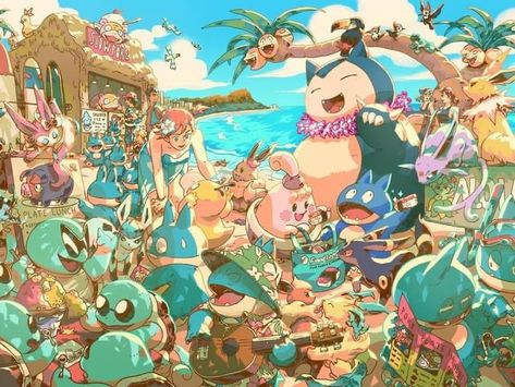 Pokemon Beach, Pokemon Illustration, Pokemon Backgrounds, Cool Pokemon Wallpapers, Cute Pokemon Pictures, Planner Art, Pokemon Special, Saying No, Pokemon Memes