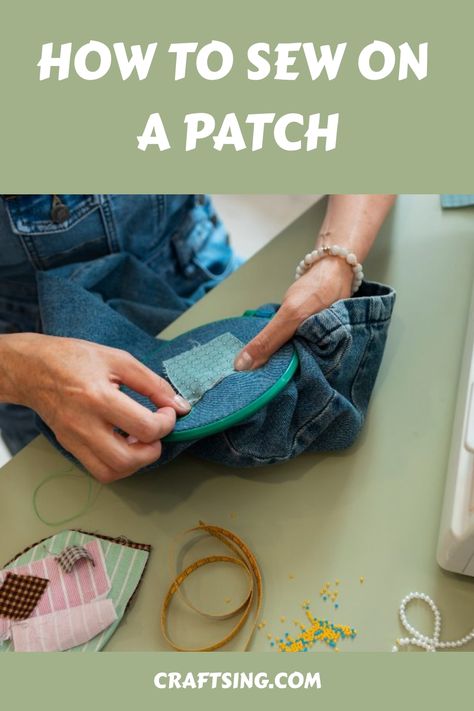 Learn how to sew on a patch properly by machine or hand sewing with this simple tutorial - perfect for clothing repairs and customization projects. How To Sew On A Patch By Hand, How To Sew On Patches By Hand, How To Sew A Patch On Jeans, Sewing On Patches By Hand, How To Sew A Patch By Hand, How To Sew A Patch, Homemade Patches Diy, How To Sew On A Patch, Sewing Patches On Clothes