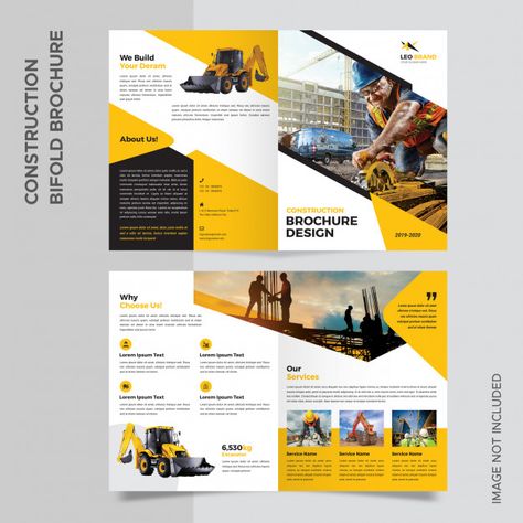 Construction Brochure, Bifold Brochure Design, Construction Images, Business Brochure Design, Brochure Design Layout, Template Brochure, Trifold Brochure Design, Brochure Template Psd, Graphic Design Brochure