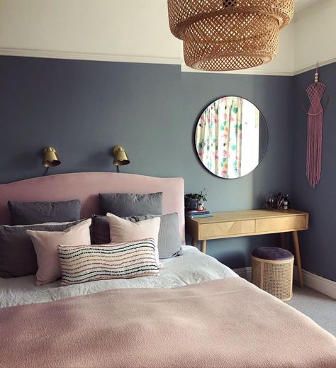 R E B E C C A on Instagram: “It’s been a while since I took a photo of this room, so here we are. Tidied and with a new cushion on the clean bedding - an…” Denim Drift Bedroom, Clean Bedding, Denim Drift, Navy Bedroom, Bedroom Colours, Navy Bedrooms, Clean Bed, Spare Room, Office Room