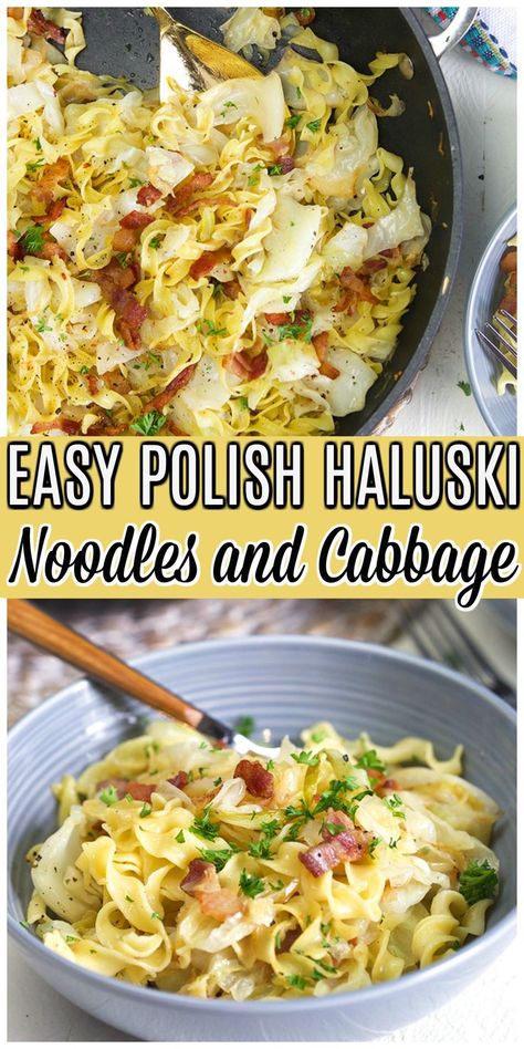 Authentic Polish Haluski recipe is ready in minutes and classic comfort food made of fried cabbage and noodles with bacon! Polish Haluski Recipe, Easy Polish Recipes, Fried Cabbage And Noodles, Haluski Recipe, Cabbage Noodles, Sauteed Onions, German Food Authentic, Cabbage And Noodles, Eastern European Recipes