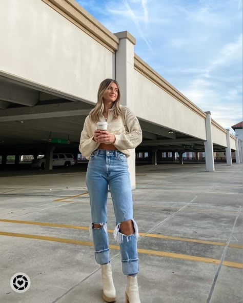 Casual outfit, oversized sweater, neutral style, collared sweater, Abercrombie jeans, Abercrombie style, dolce vita boots Sweater: zoeyandopal.com Follow my shop @kristinendalton on the @shop.LTK app to shop this post and get my exclusive app-only content! #liketkit #LTKsalealert #LTKshoecrush #LTKRefresh @shop.ltk https://liketk.it/3wFlk Casual Monochromatic Outfit, Sweater And Jeans Outfit, Cute Date Outfits, Monochromatic Outfit, Oversized Sweaters, Collared Top, Warm Weather Outfits, Neutral Outfit, Neutral Fashion