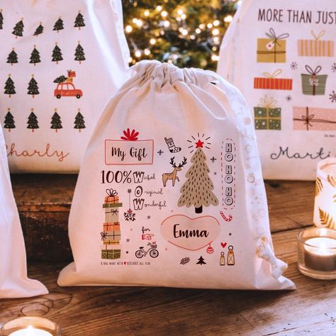 Personalised cotton Christmas gift bag for your Christmas gifts!