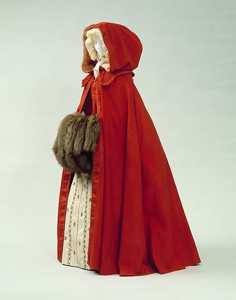 Cloak late 18th century The Metropolitan Museum of Art Red Cloak, 18th Century Clothing, Century Dress, 18th Century Fashion, Century Clothing, Costume Institute, Antique Clothing, Historical Costume, Historical Dresses