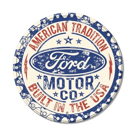 Desperate Enterprises Ford Built In USA Wall Décor | Wayfair Car Oil, Sticker Logo, Old Ford Trucks, Ford Logo, Motorcycle Lights, Ball Mason Jars, Old Fords, Gmc Trucks, Classic Cars Vintage