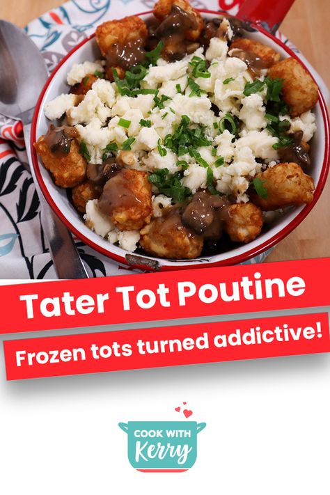 Tater Tot Poutine, Tater Tot Recipes, Tot Casserole, Tater Tot Casserole, Baked Eggplant, Mushroom Gravy, Tater Tots, Easy Comfort Food, Poutine