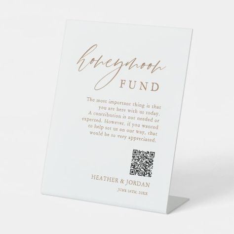 Wishing Well Sign, Honeymoon Fund Sign, Wishing Well Wedding, Honeymoon Wish, Wedding Fund, Qr Code Sign, Gift Table Signs, Honeymoon Fund, Honey Moon