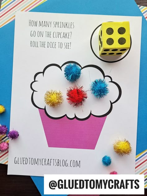 Dice Game For Preschoolers, Preschool Cupcake Activities, Cupcake Activities For Preschool, Dice Games For Preschoolers, Kindness Preschool, Bingo Dabber Activities, Birthdays In The Classroom, Occupational Therapy Interventions, Preschool Nursery Rhymes