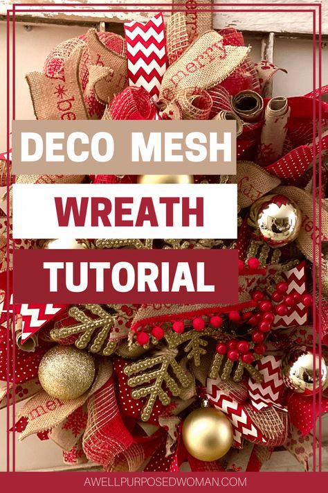 Learn how to make a deco mesh wreath the easy way. Deco mesh wreaths can be made for any season and this tutorial will show you from start to finish how to make it the easy way. Learning how to make a deco mesh wreath is so easy even beginners can do it. I promise you deco mesh wreaths are much easier to make than they look How To Make Deco Mesh Christmas Wreaths, Christmas Wreath Ideas Deco Mesh Diy, Red Mesh Wreath, Pinecone Wreaths, Dt Crafts, Animal Families, Diy Wreath Bow, Making Mesh Wreaths, Girls Crafts