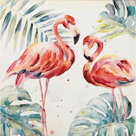 Animal Acrylic Painting Print on Canvas East Urban Home Lup Singuratic, Flamingo Art Print, Watercolor Leaf, Flamingo Wallpaper, Flamingo Painting, Nature Art Prints, Flamingo Art, Etsy Art Prints, Watercolor Trees