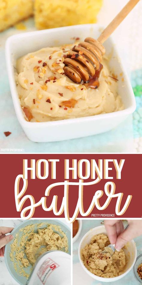 Hot Honey Butter Honey Mustard Butter, Homemade Whipped Butter, Hot Honey Cheese, Spicy Honey Butter, Hot Honey Butter, Whipped Honey Butter, Creamed Corn Cornbread, Backyard Beehive, Hot Honey Recipe