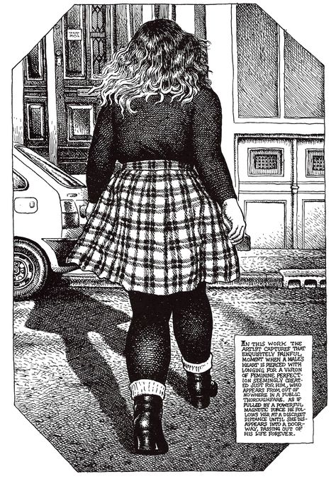 orano:  Robert CRUMB - from ART & BEAUTY MAGAZINE #2 - 2003 - Fantagraphics Books, Washington U.S.A. “… she disappears into a doorway, passing out of his life forever.” Crumb Art, Robert Crumb Art, Fritz The Cat, Underground Comix, Robert Crumb, Alternative Comics, Linear Art, Graphic Book, Bristol Board