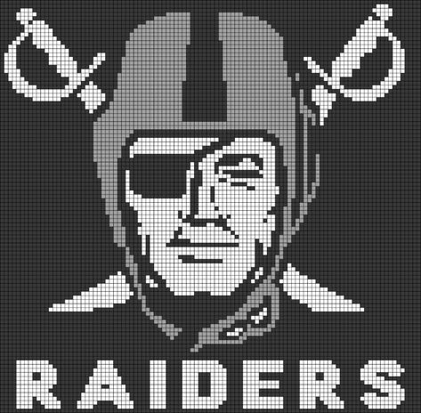 Oakland Raiders Crochet Blanket Pattern, Raiders Crochet Blanket Pattern, Raiders Cross Stitch Pattern, Football Cross, Crochet Blanket Colors, Oakland Raiders Logo, Stitch Family, Crochet Letters, Grid Patterns