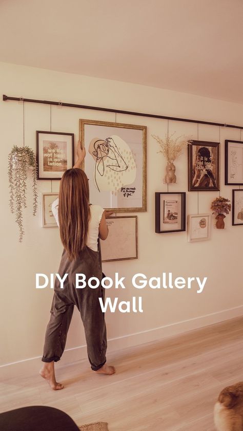 Wall Art For Big Wall, Picture Wall Ideas Long Hallway, Tall Hallway Wall Decor Ideas, Creative Hallway Design, Wall Decor For Long Wall Living Room, Decor For Big Wall Space, Simple Large Wall Decor, No Damage Wall Decor, Large Stair Wall Decor