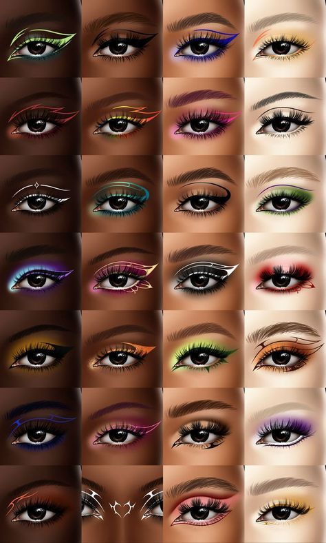 How Draw Eyeliner, Eye Makeup Graphic Liner, Basic Graphic Liner, Color Liner Makeup Eyeliner, Makeup With Colored Eyeliner, Cute Eyeliner Designs, Coloured Eyeliner Looks, Colorful Liner Makeup, Colored Liner Looks