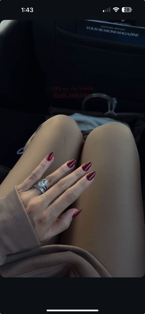 Nails Dark Red, Red Engagement Ring, Nails Dark, Dark Red Nails, Red Autumn, Engagement Ring Diamond, Burgundy Nails, Red Nail, Ring Diamond