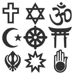 Common Religious Signs and Symbols —   And their meanings...   The Christian Cross  The Star of David  Om or Aum  The Star and Crescent  The Wheel of Dharma  The Torii Gate  The Khanda  The Baha'i Nine Pointed Star  The Ahimsa Hand  ...and more... What Is Religion, Pagan Symbols, Symbols And Meanings, Religious Symbols, World Religions, Religious Studies, Christian Cross, Star Of David, True Religion